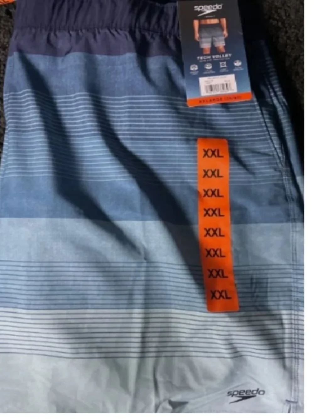 Speedo Mens Trunks Swimwear XXL Lined Shorts Knee Length Tech Volley UPF 50 Blue